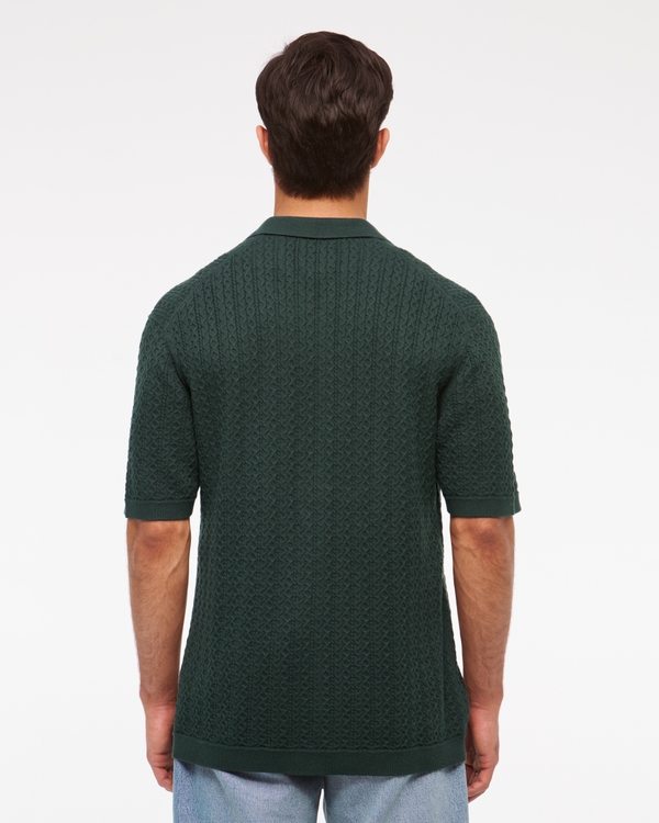 Cable Button-Through Sweater Polo