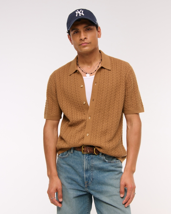 Cable Button-Through Sweater Polo