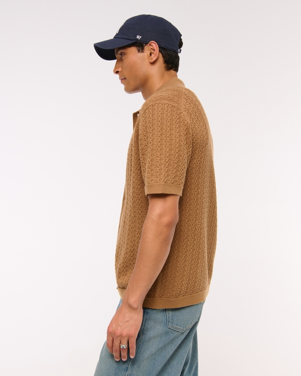 Cable Button-Through Sweater Polo