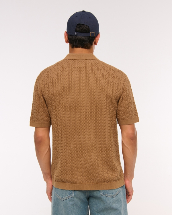 Cable Button-Through Sweater Polo