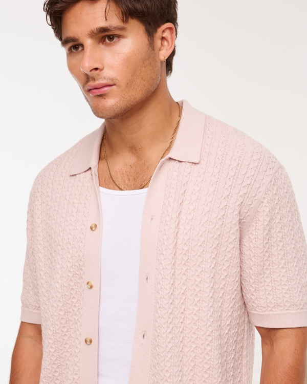 Cable Button-Through Sweater Polo