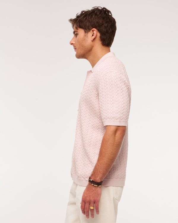 Cable Button-Through Sweater Polo