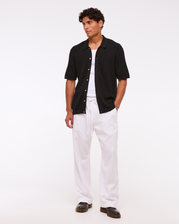 Cable Button-Through Sweater Polo