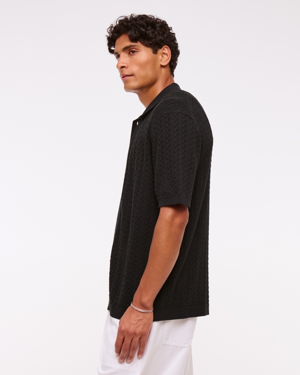 Cable Button-Through Sweater Polo