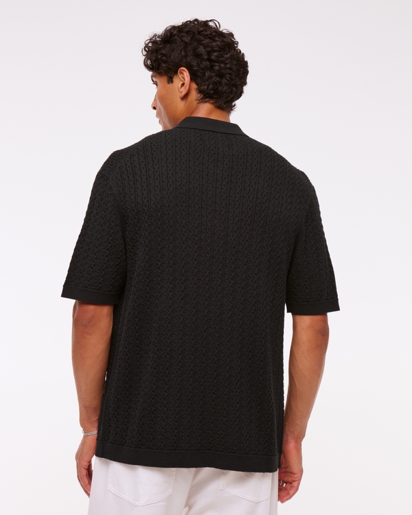 Cable Button-Through Sweater Polo