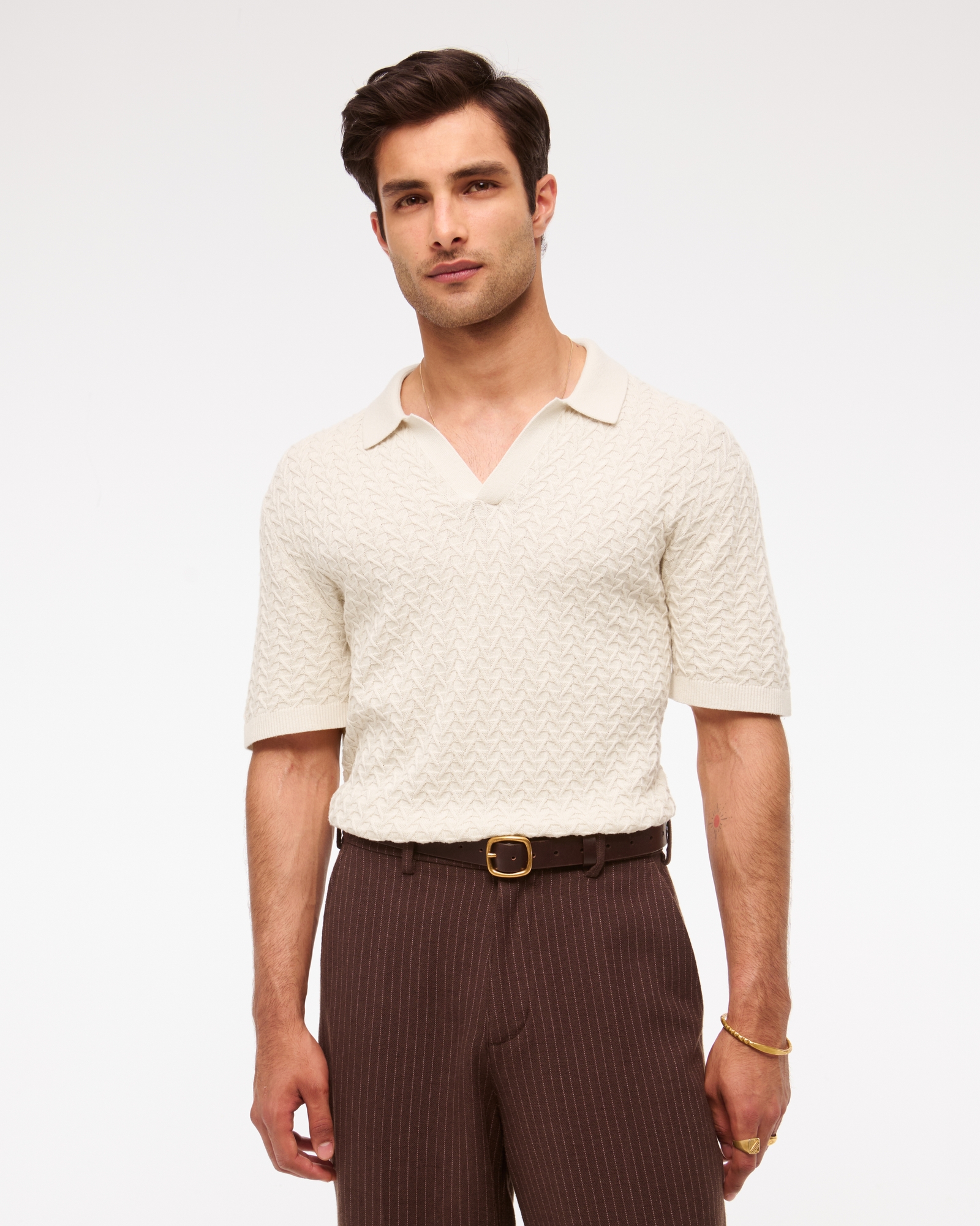 Pima Cotton Johnny Collar Sweater Polo