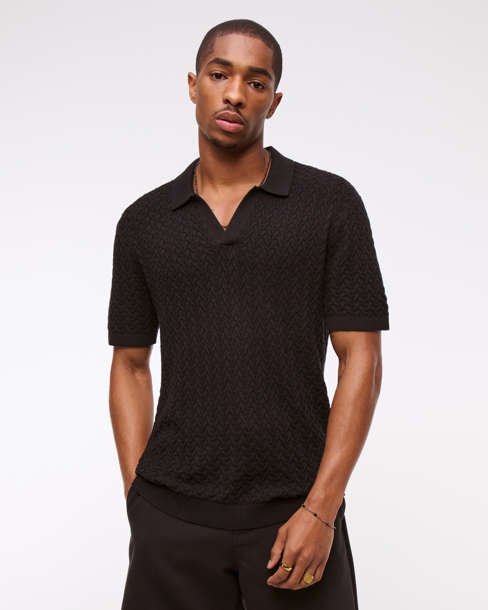 Pima Cotton Johnny Collar Sweater Polo