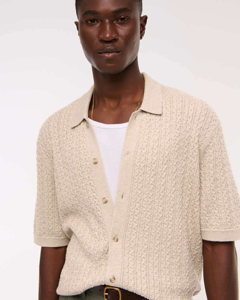 Cable Button-Through Sweater Polo