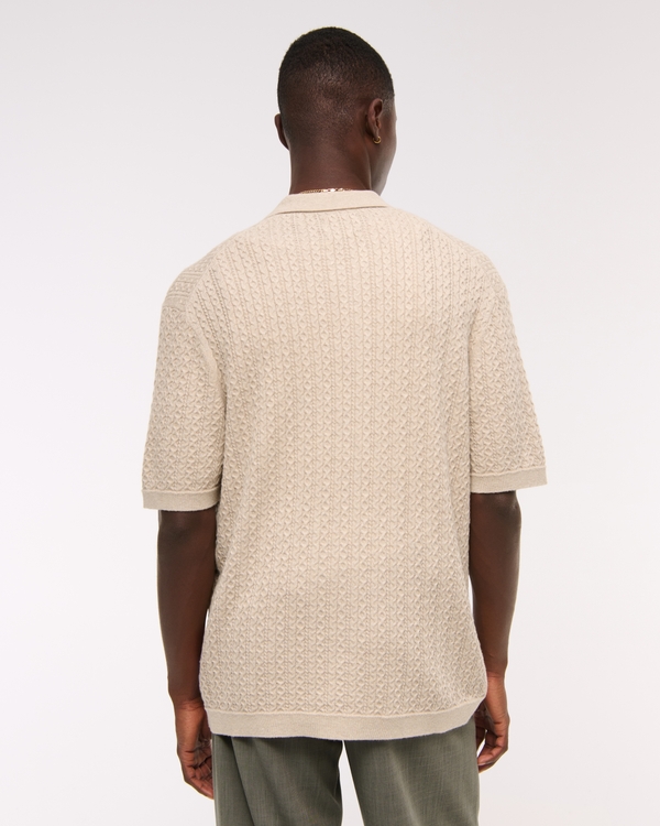 Cable Button-Through Sweater Polo