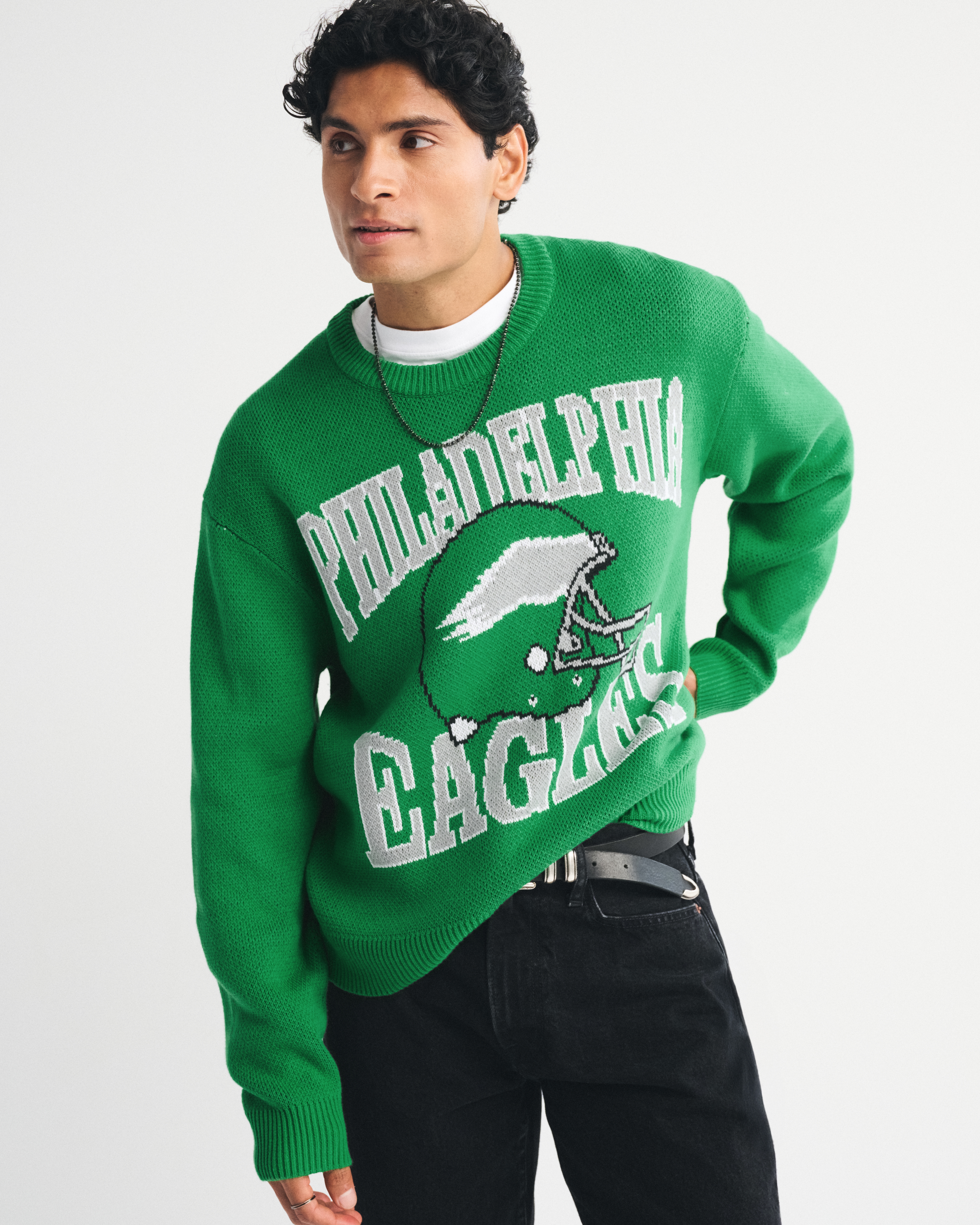 Abercrombie & Fitch Philadelphia Eagles Crew Sweater In Black
