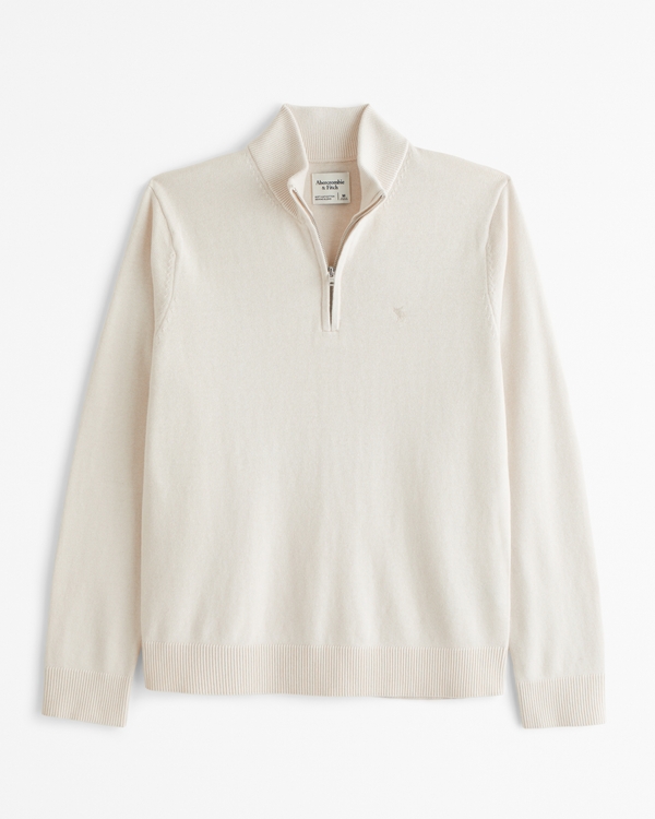 Icon Quarter-Zip Sweater, Warm Beige view 1