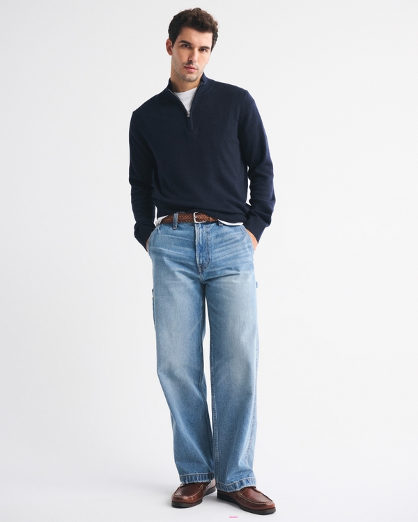 Icon Quarter-Zip Sweater, Navy Blue view 2