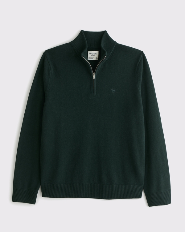 Icon Quarter-Zip Sweater, Deep Green view 1