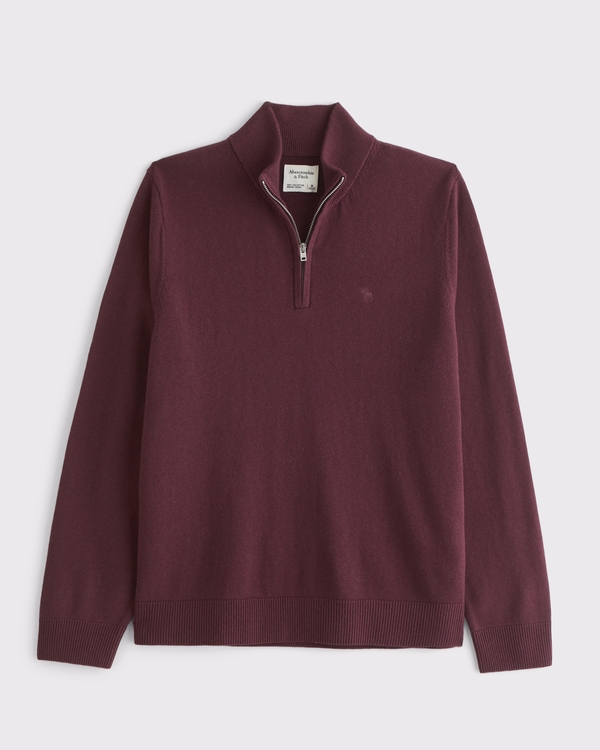 Icon Quarter-Zip Sweater, Red Wine view 1