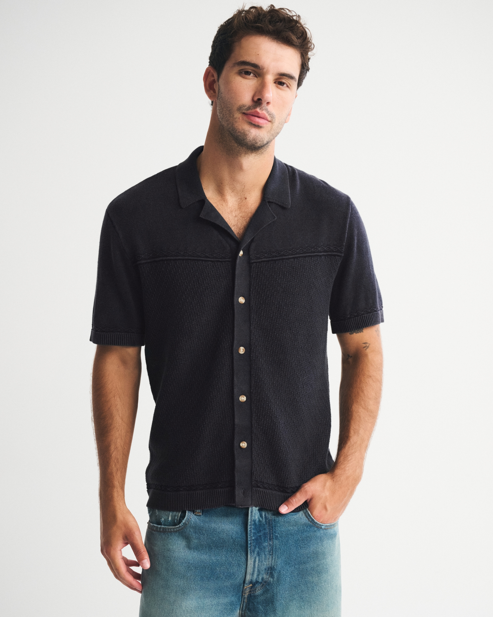 Western Button-Through Sweater Polo