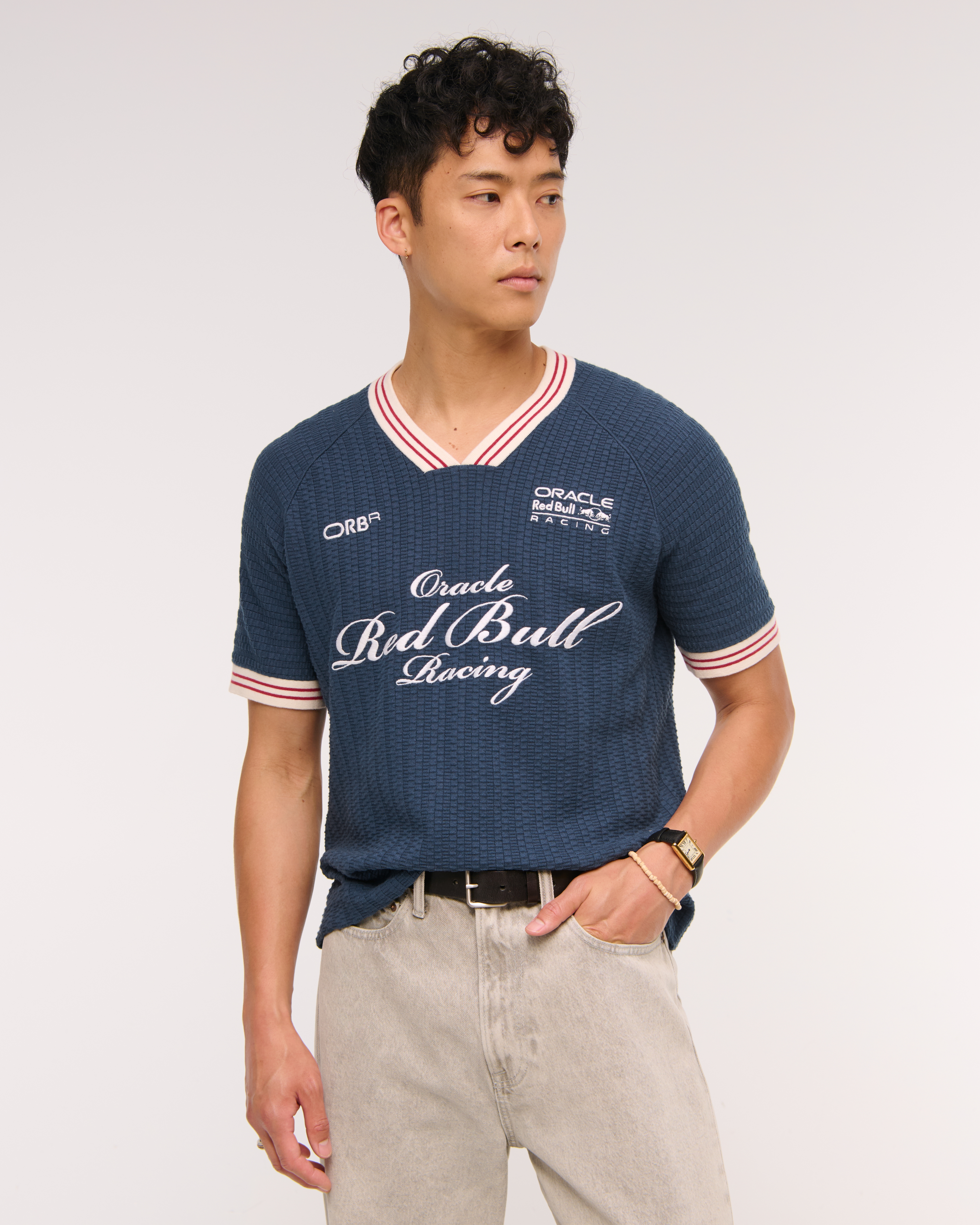 Abercrombie & Fitch Oracle Red Bull Racing Soccer Jersey-inspired Sweater In Blue