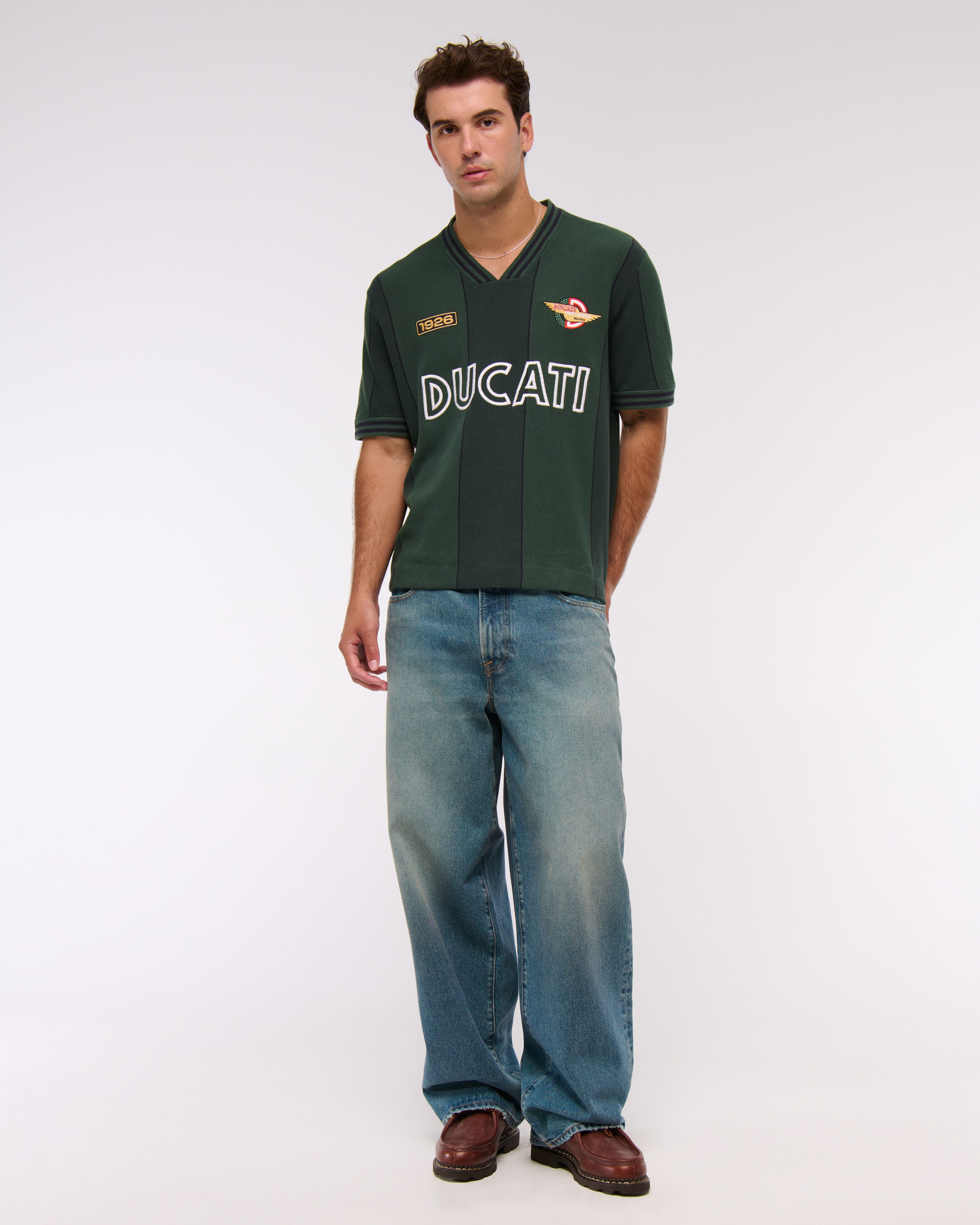 Мужские свитеры Abercrombie & Fitch Ducati Soccer Jersey-Inspired Sweater — фото 3