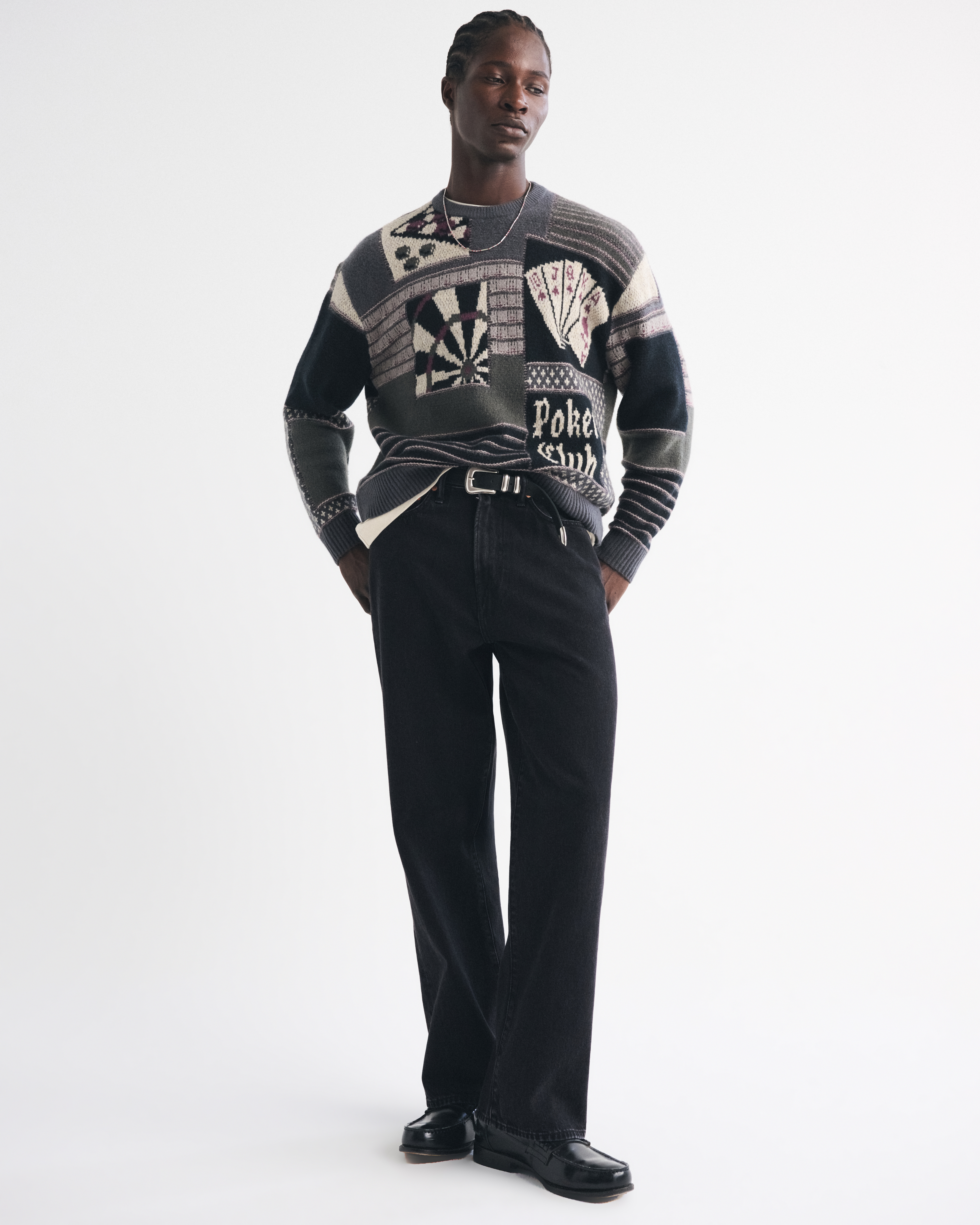 Мужские свитеры Abercrombie & Fitch Oversized Poker Graphic Crew Sweater — фото 3