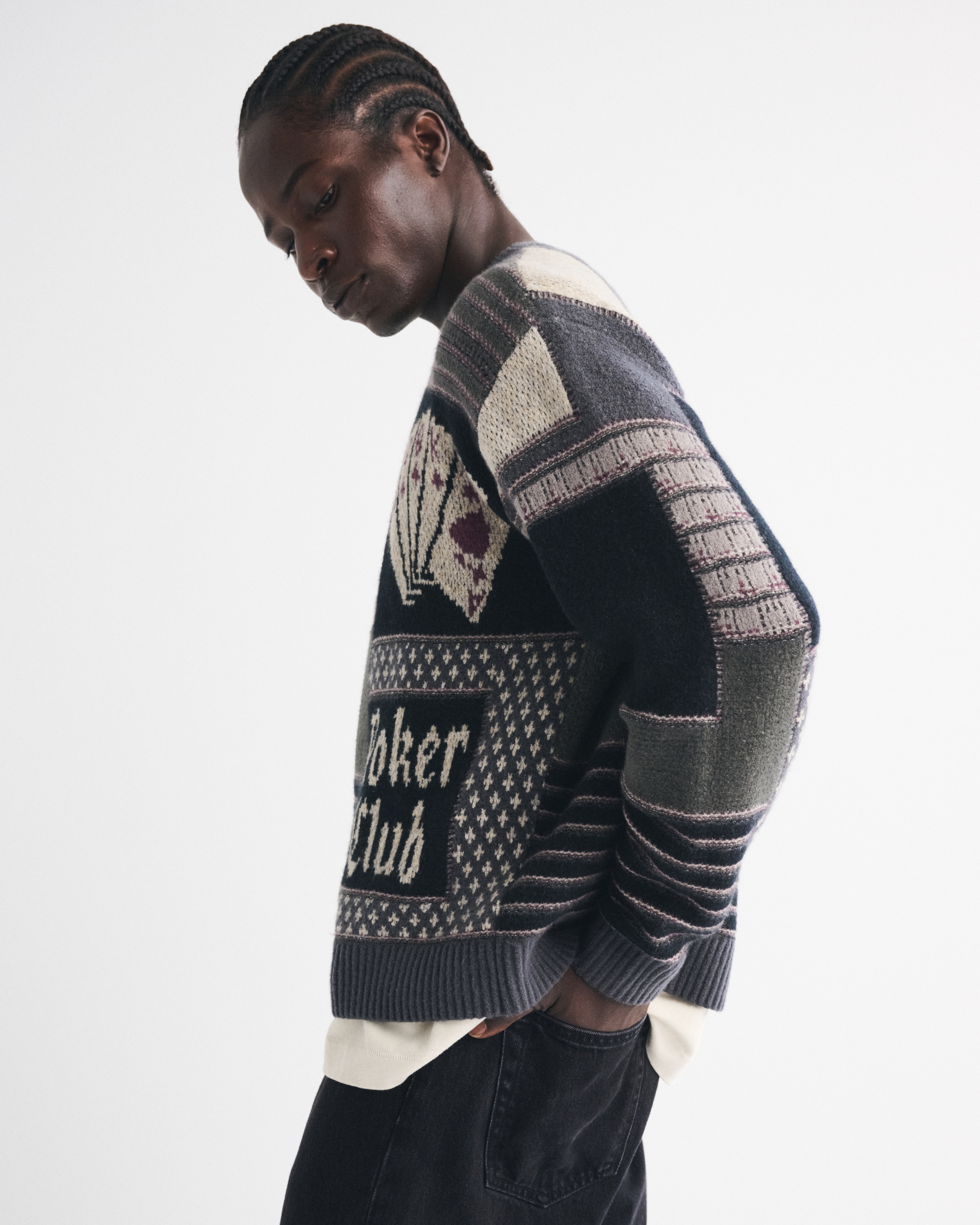 ★Abercrombie & Fitch★カウボーイグラフィックパーカー Men's Oversized Poker Graphic Crew Sweater | Men's Tops