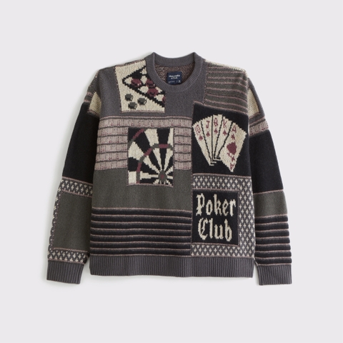 Мужские свитеры Abercrombie & Fitch Oversized Poker Graphic Crew Sweater