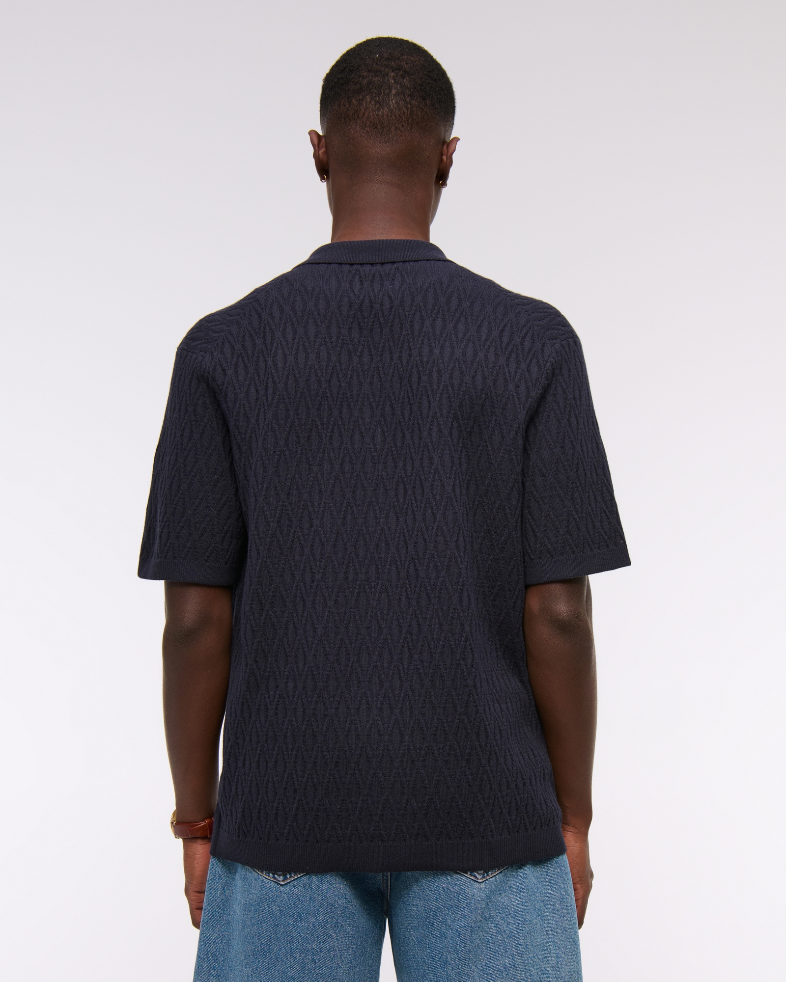 Jacquard Pattern Button-Through Sweater Polo