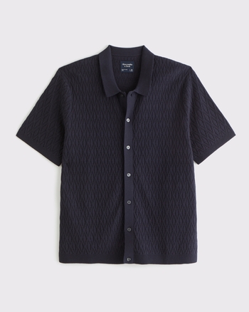 ★Abercrombie & Fitch★クロシェスタイル花柄セーターポロ Men's Crochet-Style Floral Button-Through Sweater Polo