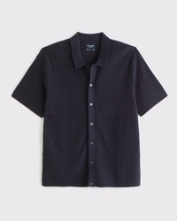 Jacquard Pattern Button-Through Sweater Polo