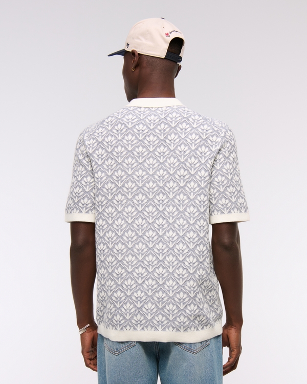 Jacquard Pattern Button-Through Sweater Polo