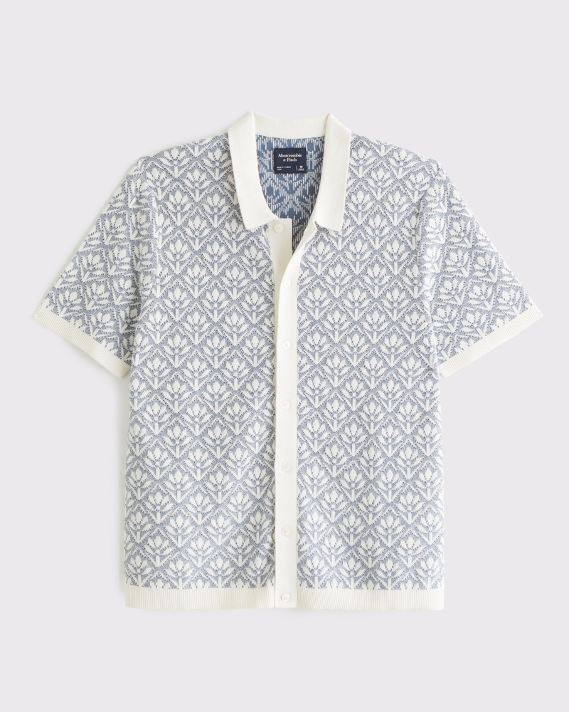 Abercrombie & Fitch ジャカード ボタンスルー ニットポロシャツ メンズ ジャカード ボタンスルー ニットポロ | メンズ Sale