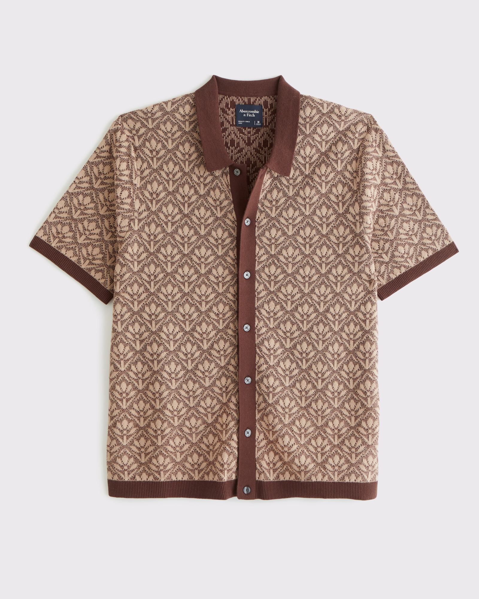 Jacquard Pattern Button-Through Sweater Polo