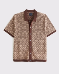 Jacquard Pattern Button-Through Sweater Polo