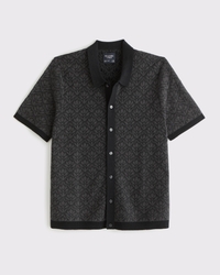 Jacquard Pattern Button-Through Sweater Polo