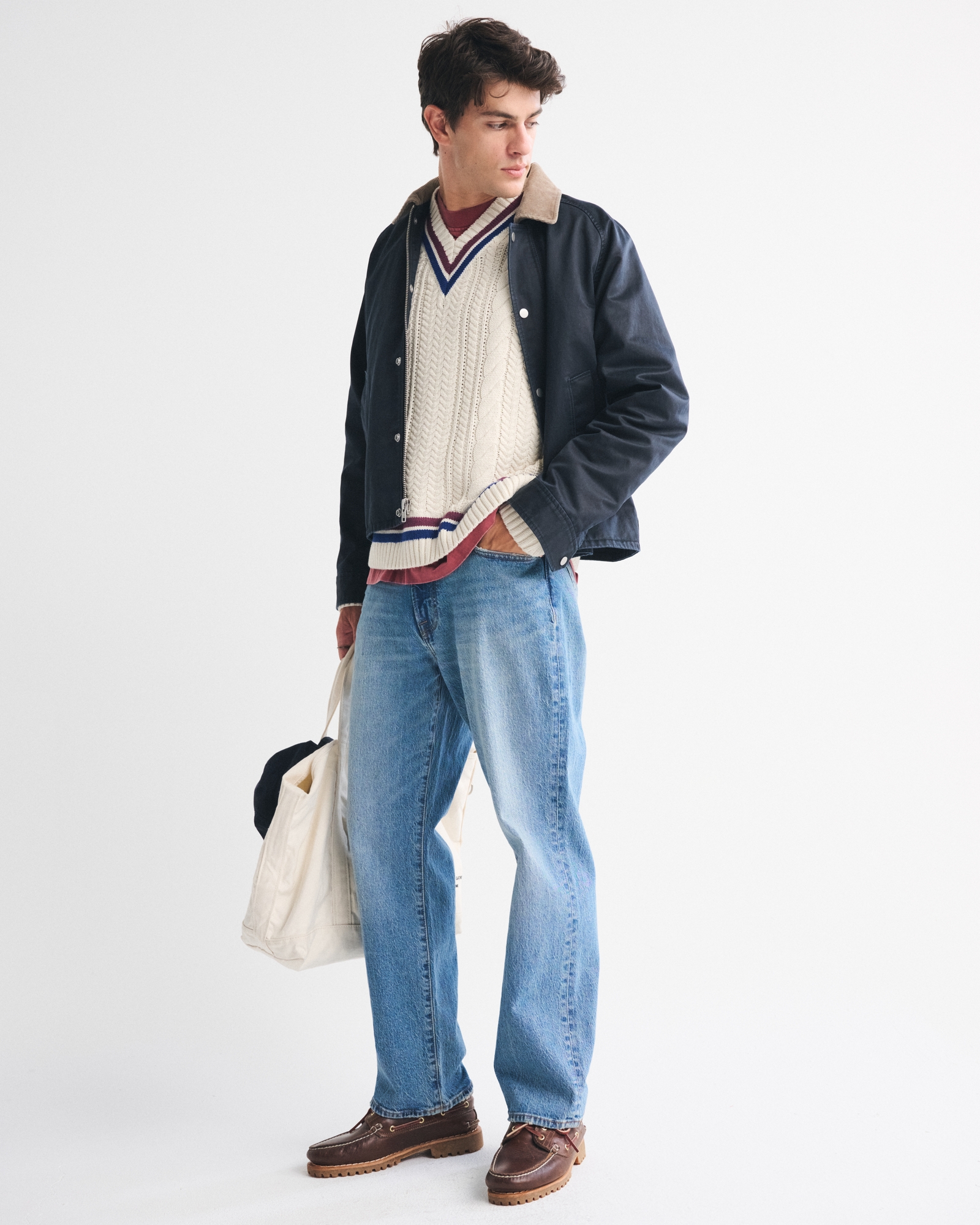 Oversized Cable V-Neck Sweater