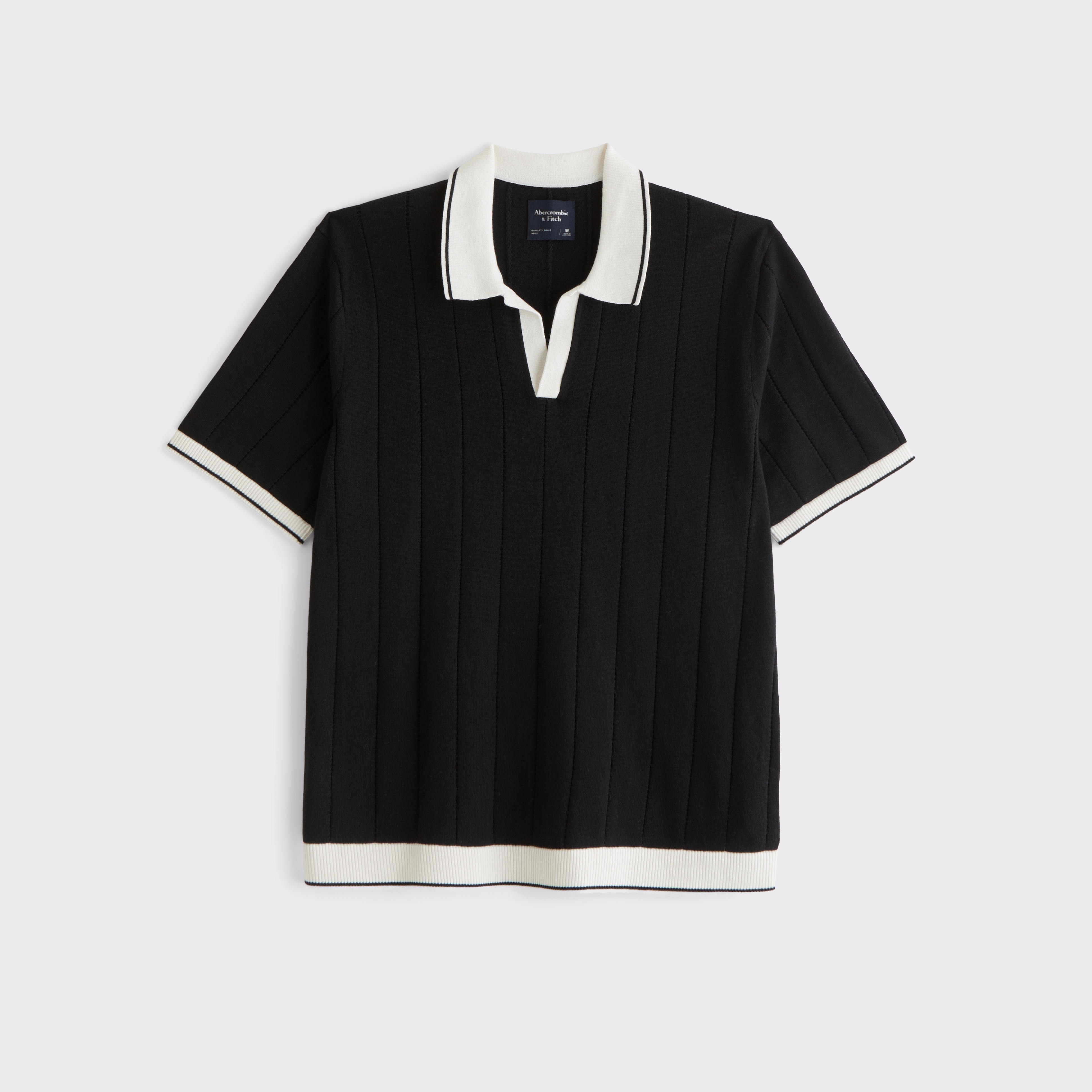 Abercrombie & Fitch Preppy Tennis Johnny Collar Sweater Polo In Black