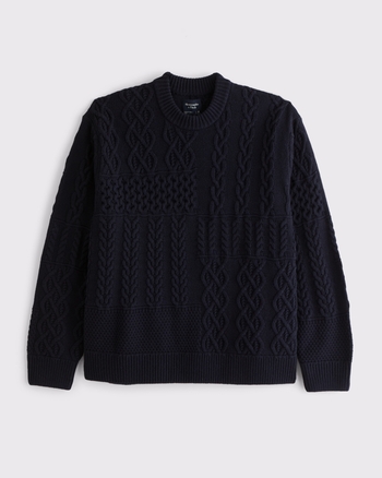Cable Patchwork Crew Sweater from Abercrombie & Fitch - $69.99
