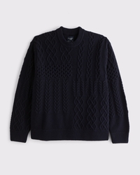 Cable Patchwork Crew Sweater