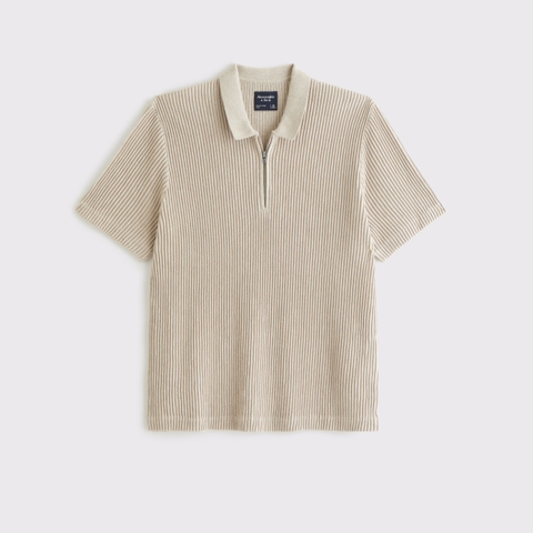 Мужские свитеры Abercrombie & Fitch Plisse Zip Sweater Polo