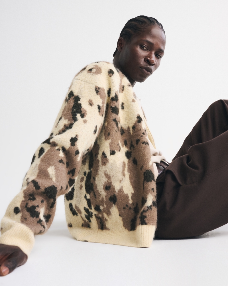 Men's Fuzzy Animal Print Cardigan | Men's Sale | Abercrombie.com