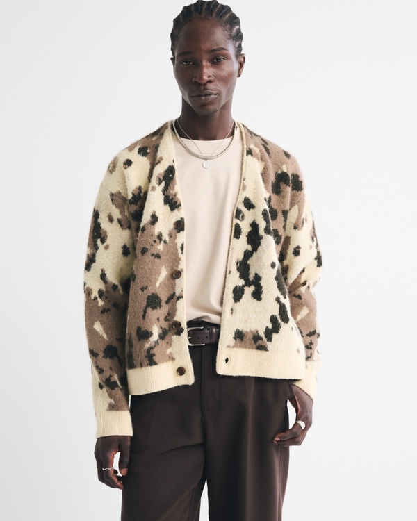 Fuzzy Animal Print Cardigan