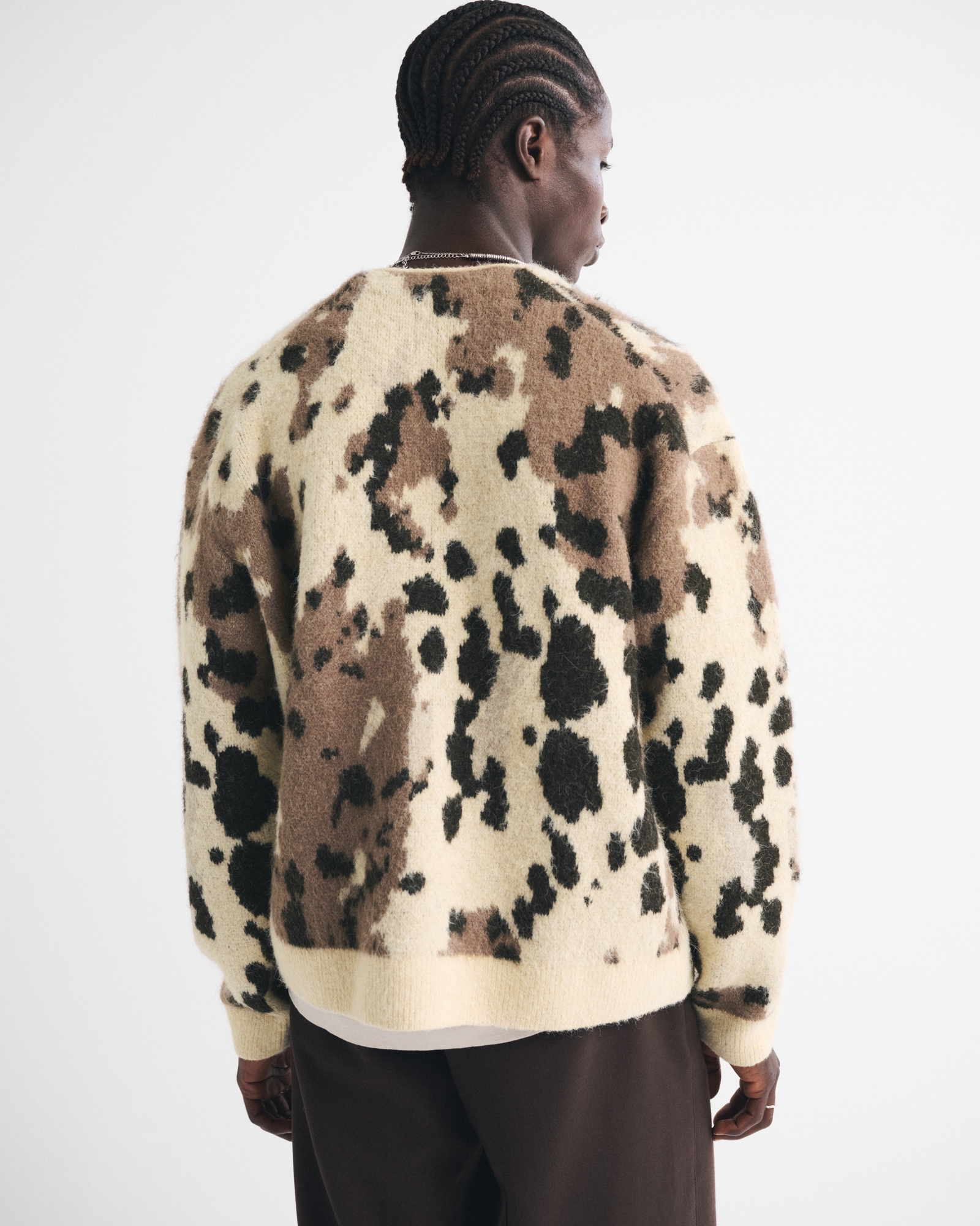 メンズ ファジー アニマルプリント カーディガン | メンズ トップス