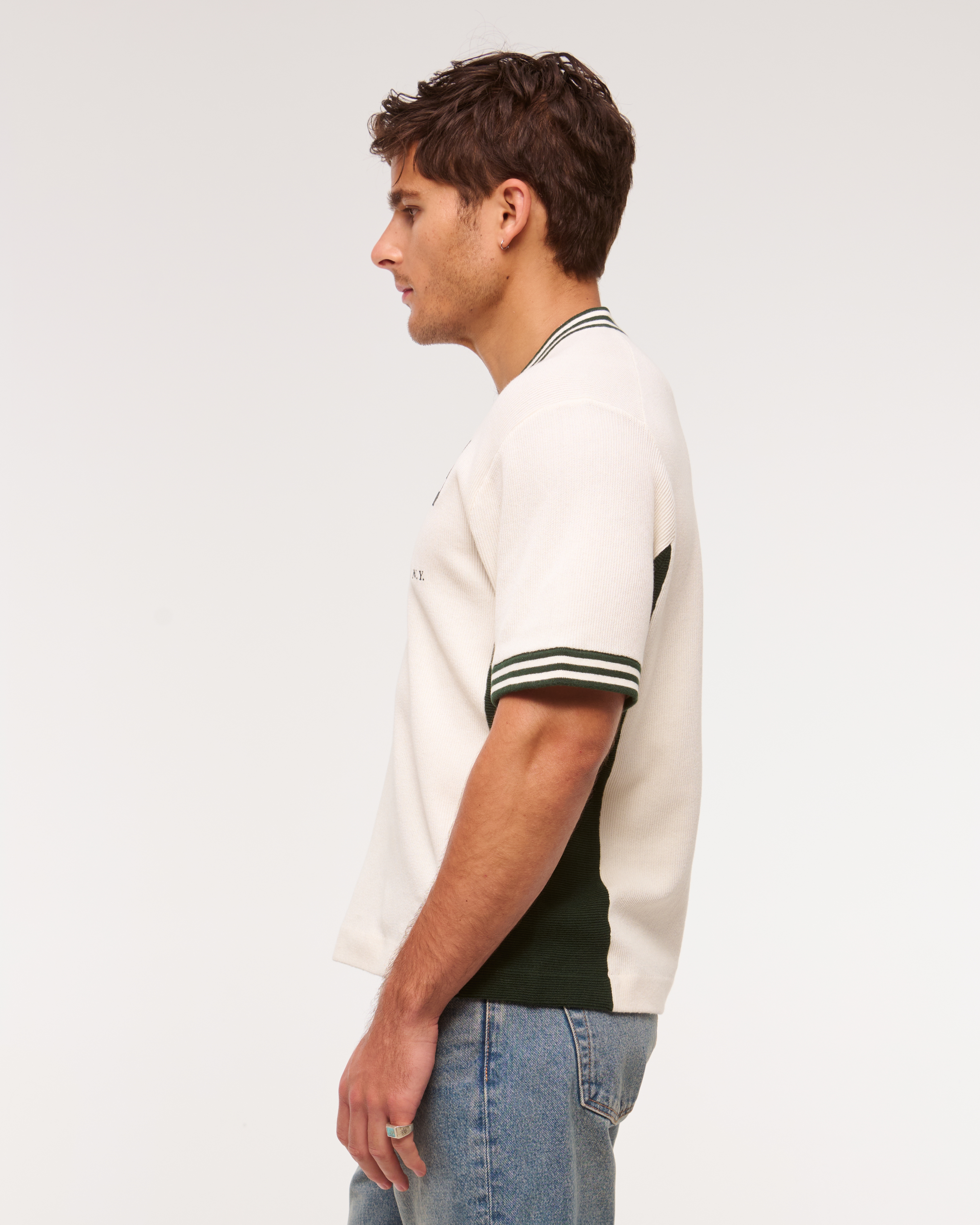 Abercrombie & Fitch◆ステッチ ニット Tシャツ 送料関税込 Abercrombie & Fitch◇ステッチ ニット Tシャツ 送料関税込