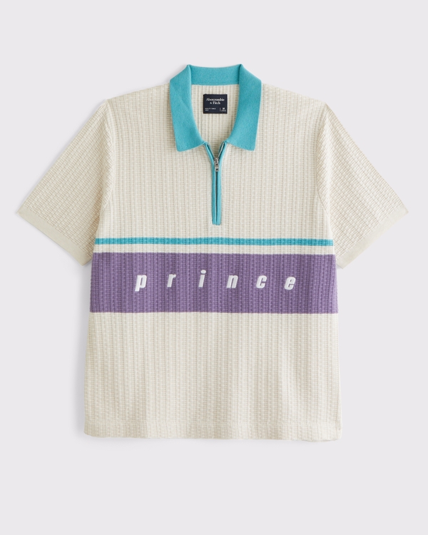Prince Tennis 拉鍊毛衣 Polo 衫, 暖米色 view 1
