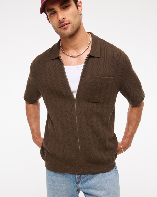 Full-Zip Sweater Polo