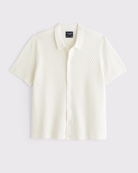 Diamond Stitch Button-Through Sweater Polo