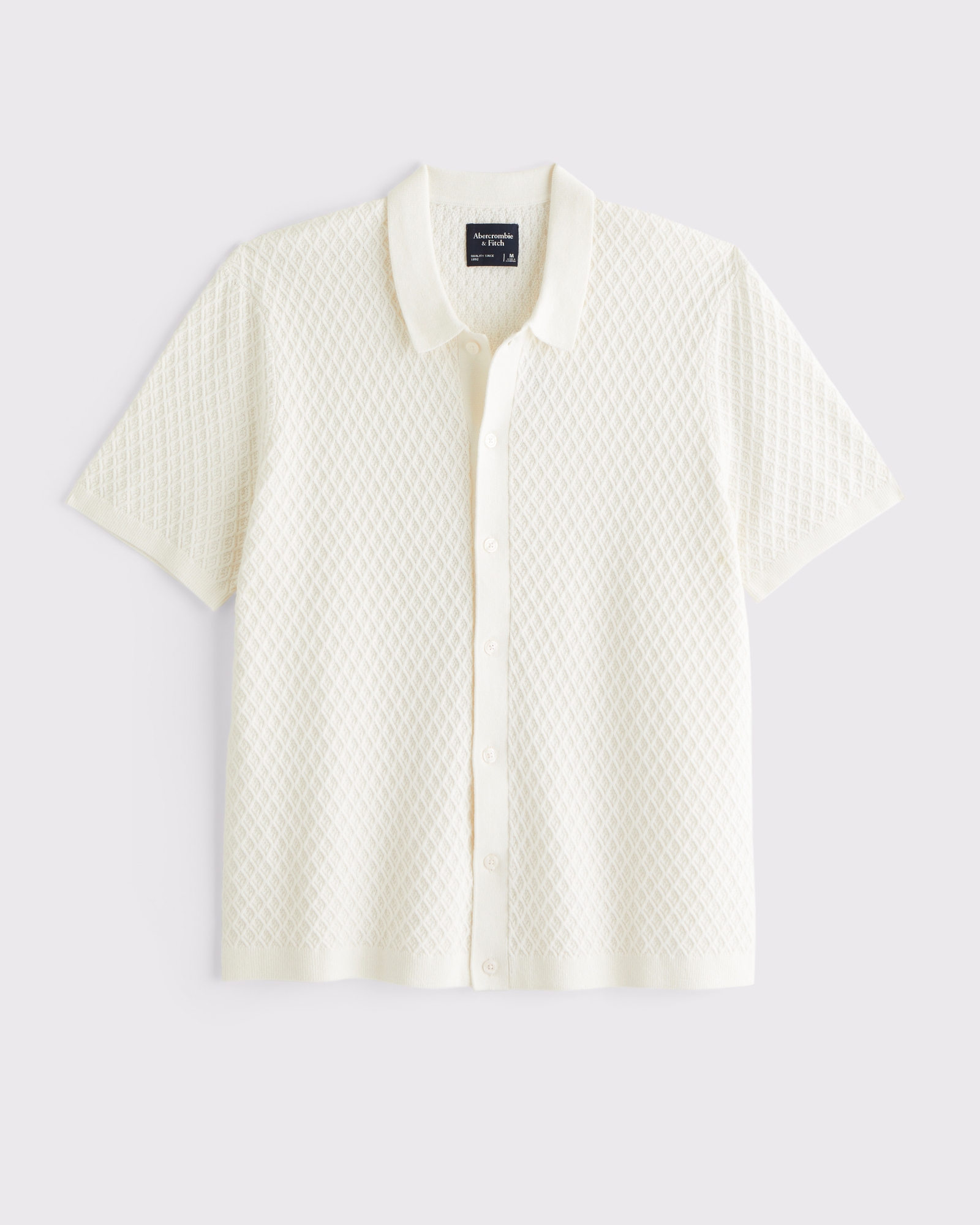Diamond Stitch Button-Through Sweater Polo