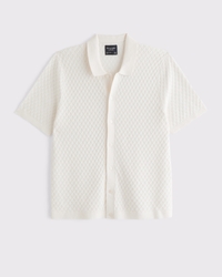 Diamond Stitch Button-Through Sweater Polo