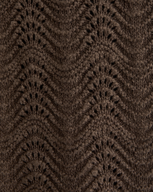 Wavy Crochet-Style Button-Through Sweater Polo