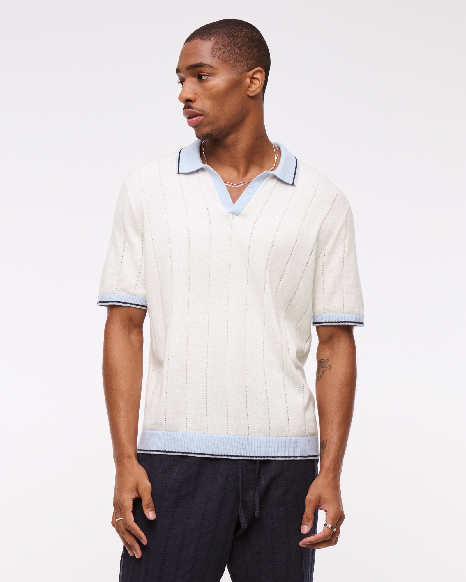 Argyle Johnny Collar Sweater Polo