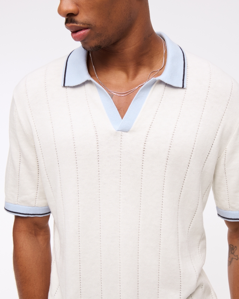 Uomo Polo in maglia colorblock con colletto aperto Uomo Saldi