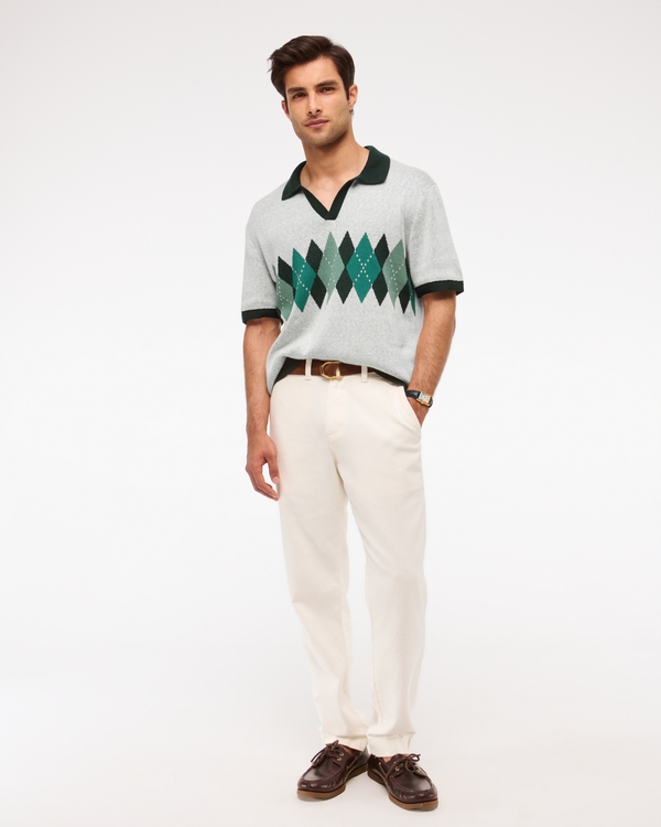 Argyle Johnny Collar Sweater Polo